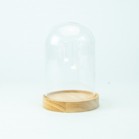 Glazen globe met houten...