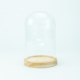 Glazen globe met houten...